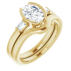 Rings 14K Yellow 8 x 6 mm Oval Half Bezel Engagement Ring Mounting