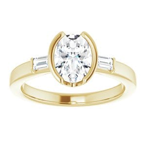 Rings 14K Yellow 8 x 6 mm Oval Half Bezel Engagement Ring Mounting
