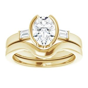 Rings 14K Yellow 8 x 6 mm Oval Half Bezel Engagement Ring Mounting