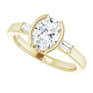 Rings 14K Yellow 8 x 6 mm Oval Half Bezel Engagement Ring Mounting