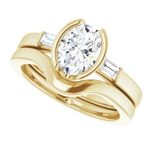 Rings 14K Yellow 8 x 6 mm Oval Half Bezel Engagement Ring Mounting