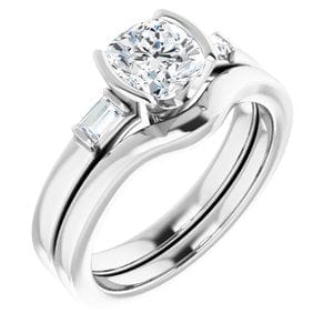 Rings 14K White 6 x 6 mm Cushion Half Bezel Engagement Ring Mounting
