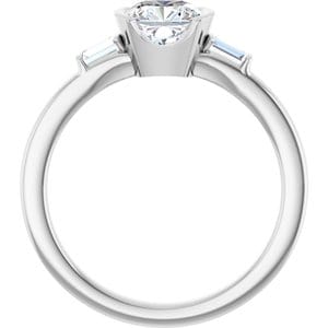 Rings 14K White 6 x 6 mm Cushion Half Bezel Engagement Ring Mounting