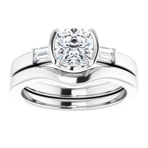 Rings 14K White 6 x 6 mm Cushion Half Bezel Engagement Ring Mounting
