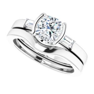 Rings 14K White 6 x 6 mm Cushion Half Bezel Engagement Ring Mounting