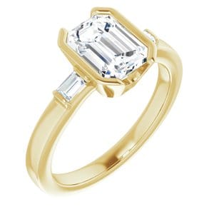 Rings 14K Yellow 8 x 6 mm Emerald Half Bezel Engagement Ring Mounting