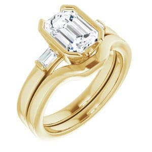 Rings 14K Yellow 8 x 6 mm Emerald Half Bezel Engagement Ring Mounting