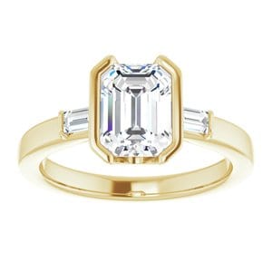 Rings 14K Yellow 8 x 6 mm Emerald Half Bezel Engagement Ring Mounting
