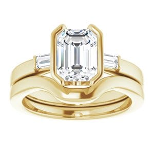 Rings 14K Yellow 8 x 6 mm Emerald Half Bezel Engagement Ring Mounting