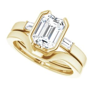 Rings 14K Yellow 8 x 6 mm Emerald Half Bezel Engagement Ring Mounting