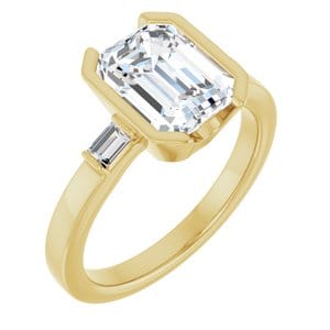 Rings 14K Yellow 9 x 7 mm Emerald Half Bezel Engagement Ring Mounting