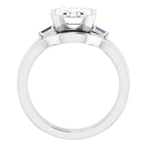 Rings Platinum 9 x 7 mm Emerald Half Bezel Engagement Ring Mounting