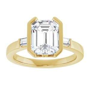 Rings 14K Yellow 9 x 7 mm Emerald Half Bezel Engagement Ring Mounting