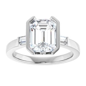 Rings Platinum 9 x 7 mm Emerald Half Bezel Engagement Ring Mounting