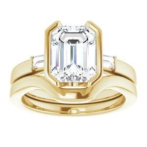 Rings 14K Yellow 9 x 7 mm Emerald Half Bezel Engagement Ring Mounting