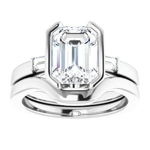 Rings Platinum 9 x 7 mm Emerald Half Bezel Engagement Ring Mounting