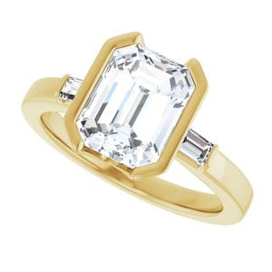 Rings 14K Yellow 9 x 7 mm Emerald Half Bezel Engagement Ring Mounting