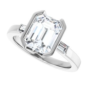 Rings Platinum 9 x 7 mm Emerald Half Bezel Engagement Ring Mounting