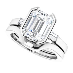 Rings Platinum 9 x 7 mm Emerald Half Bezel Engagement Ring Mounting