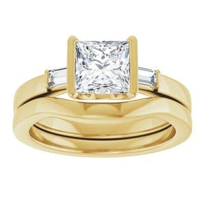 Rings 14K Yellow 6 x 6 mm Square Half Bezel Engagement Ring Mounting