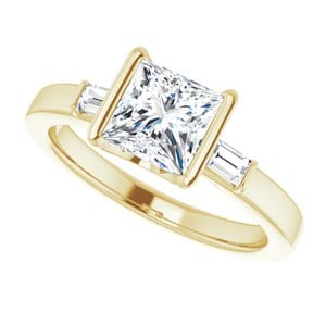 Rings 14K Yellow 6 x 6 mm Square Half Bezel Engagement Ring Mounting