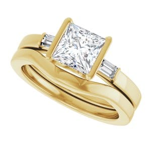 Rings 14K Yellow 6 x 6 mm Square Half Bezel Engagement Ring Mounting