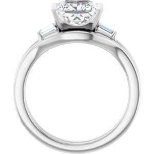 Rings 14K White 7 x 7 mm Square Half Bezel Engagement Ring Mounting
