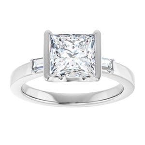 Rings 14K White 7 x 7 mm Square Half Bezel Engagement Ring Mounting