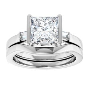 Rings 14K White 7 x 7 mm Square Half Bezel Engagement Ring Mounting