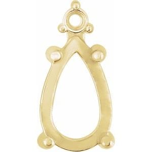 Settings 14K Yellow 9x6 mm Pear 4-Prong Accented Cabochon Earring Setting