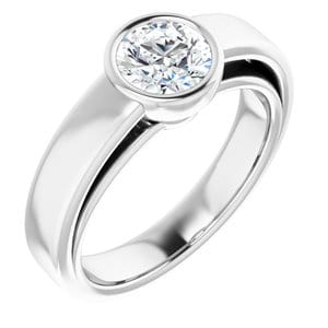 Rings 14K White  6 mm Round Solitaire Engagement Ring Mounting