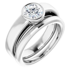 Rings 14K White  6 mm Round Solitaire Engagement Ring Mounting