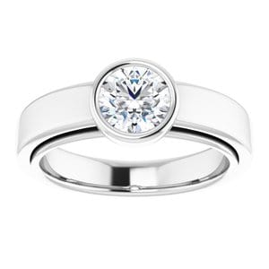 Rings 14K White  6 mm Round Solitaire Engagement Ring Mounting