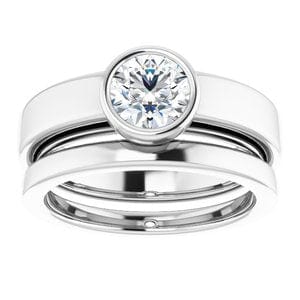 Rings 14K White  6 mm Round Solitaire Engagement Ring Mounting