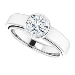 Rings 14K White  6 mm Round Solitaire Engagement Ring Mounting
