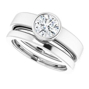 Rings 14K White  6 mm Round Solitaire Engagement Ring Mounting