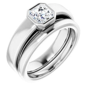 Rings 14K White  5 mm Asscher Solitaire Engagement Ring Mounting