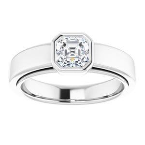 Rings 14K White  5 mm Asscher Solitaire Engagement Ring Mounting