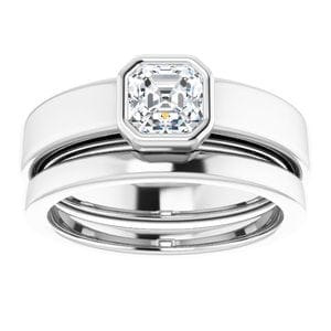 Rings 14K White  5 mm Asscher Solitaire Engagement Ring Mounting