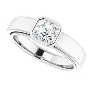 Rings 14K White  5 mm Asscher Solitaire Engagement Ring Mounting