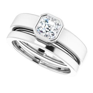 Rings 14K White  5 mm Asscher Solitaire Engagement Ring Mounting