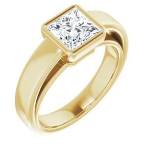 Rings 14K Yellow  6 mm Square Solitaire Engagement Ring Mounting