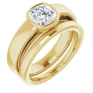 Rings 14K Yellow  6 mm Cushion Solitaire Engagement Ring Mounting