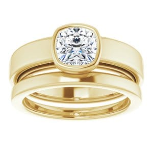 Rings 14K Yellow  6 mm Cushion Solitaire Engagement Ring Mounting