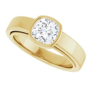 Rings 14K Yellow  6 mm Cushion Solitaire Engagement Ring Mounting