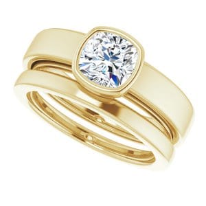 Rings 14K Yellow  6 mm Cushion Solitaire Engagement Ring Mounting