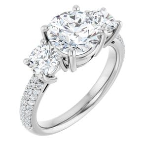 Rings 14K White  8 mm Round Engagement Ring Mounting