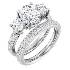 Rings 14K White  8 mm Round Engagement Ring Mounting