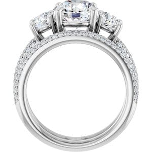 Rings 14K White  8 mm Round Engagement Ring Mounting