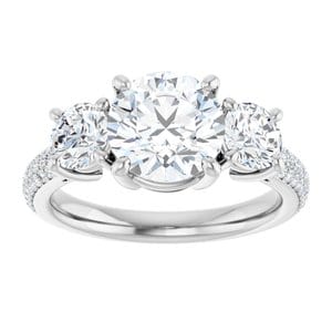 Rings 14K White  8 mm Round Engagement Ring Mounting